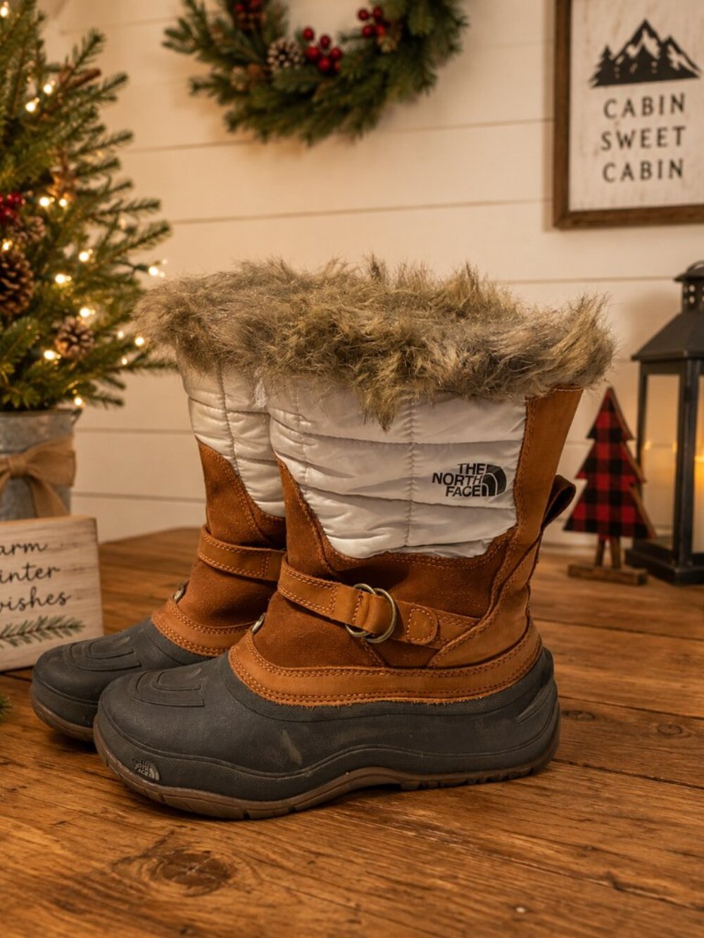 The North Face Women’s 9.5 Brown Faux Fur Insulated Winter Snow Boots